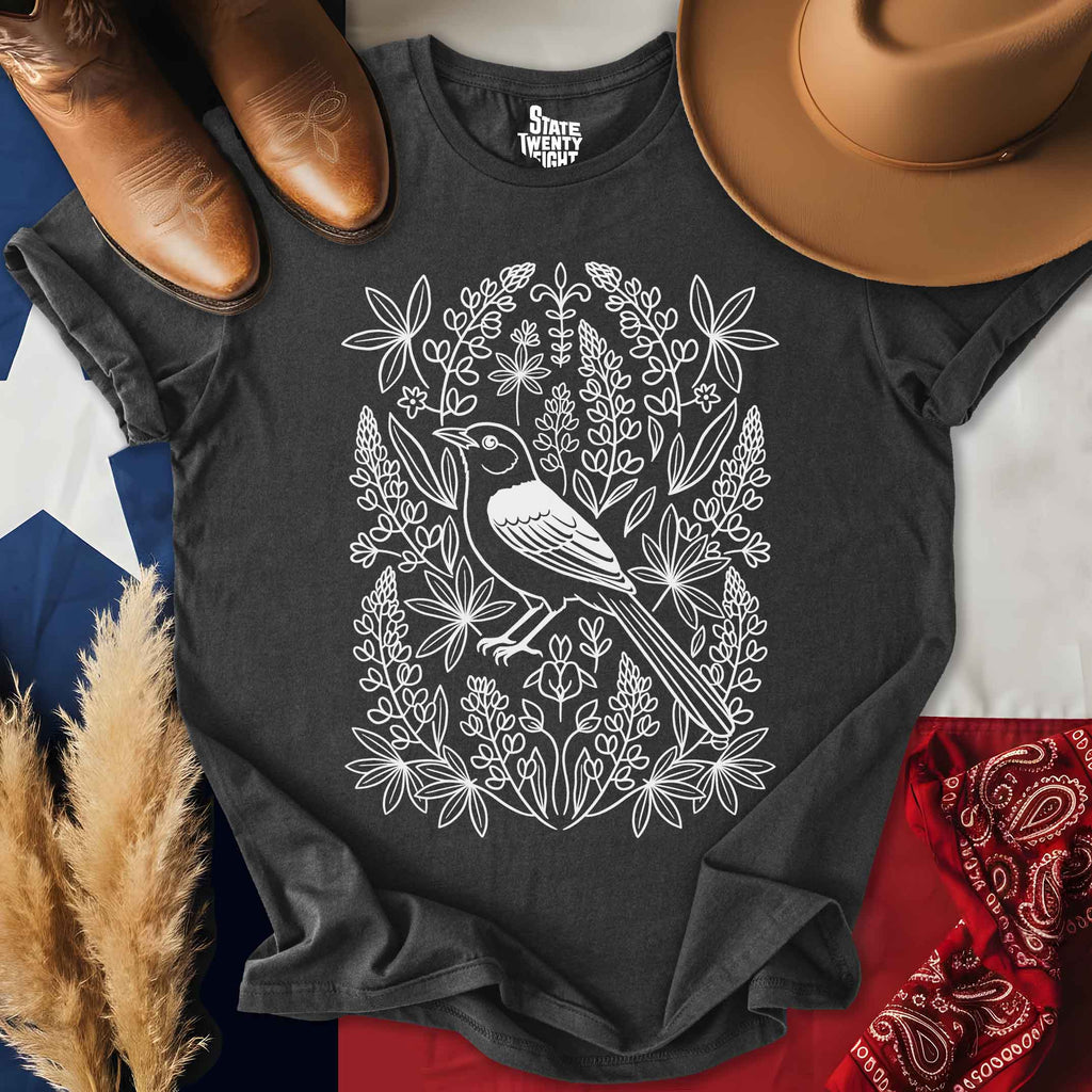 Lone Star Bluebonnets & Mockingbird T-shirt