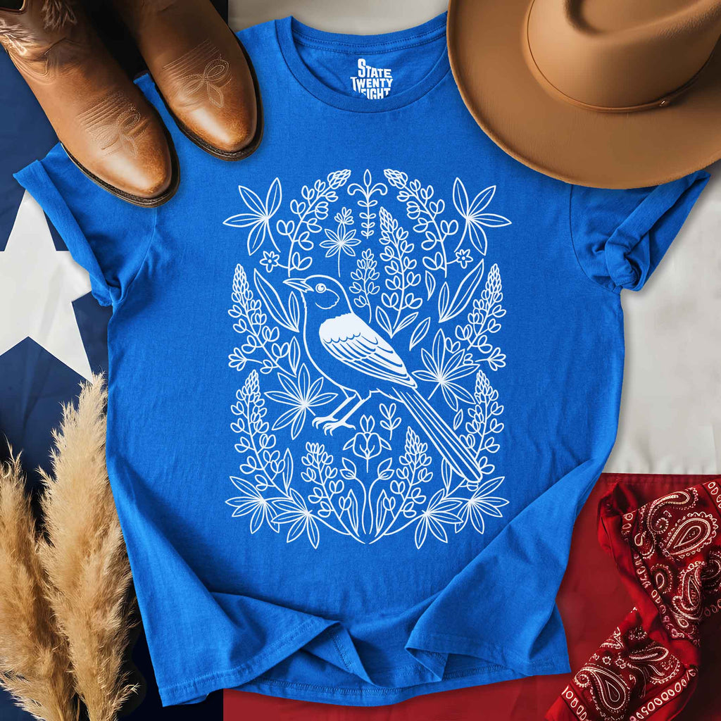 Lone Star Bluebonnets & Mockingbird T-shirt