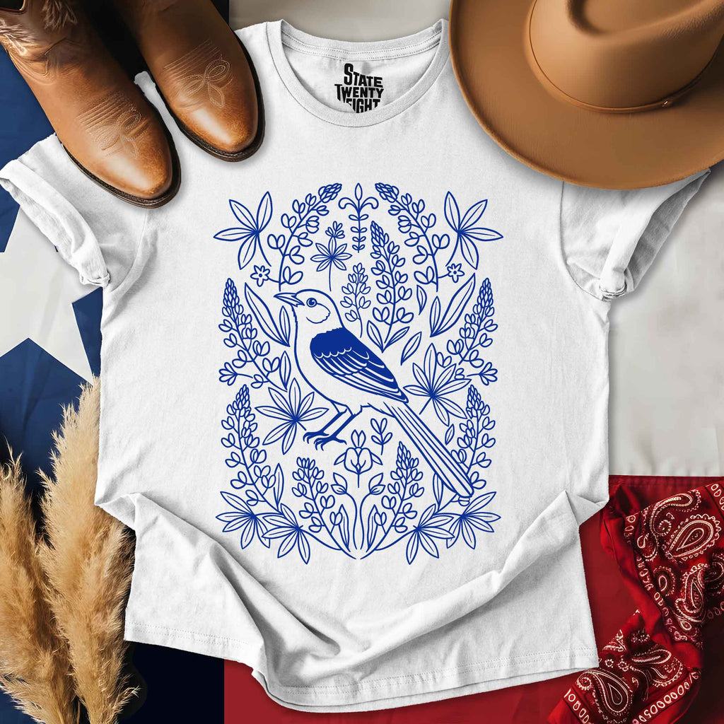 Lone Star Bluebonnets & Mockingbird T-shirt