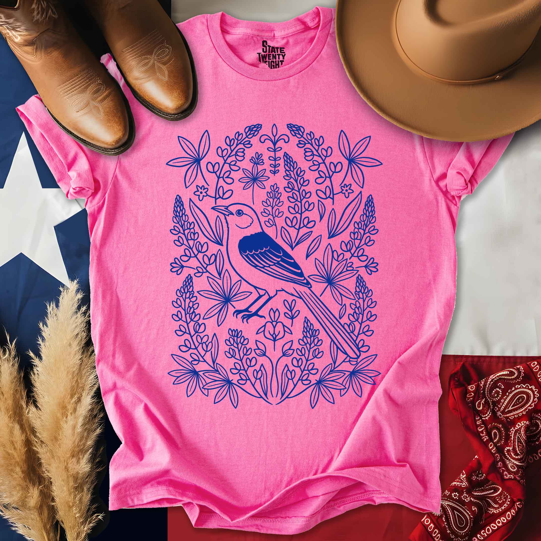 Lone Star Bluebonnets & Mockingbird T-shirt
